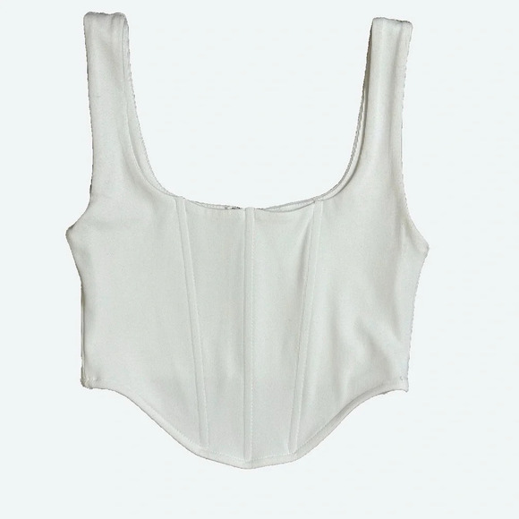 White soft corset top w/ zipper - Picture 1 of 5